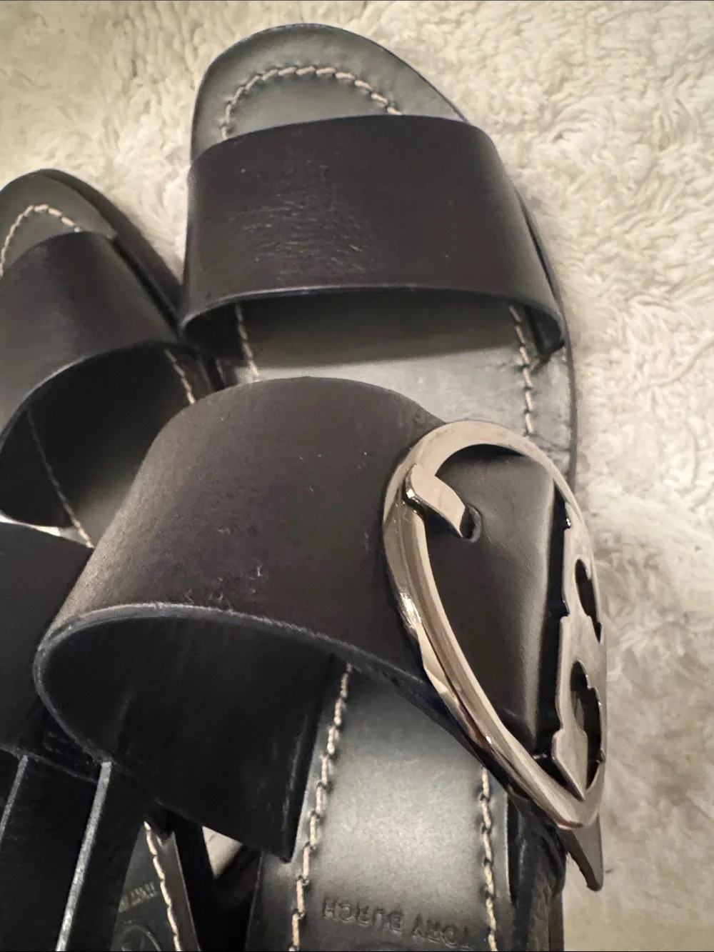 Tory Burch Navy Leather Slingback Heeled Sandals